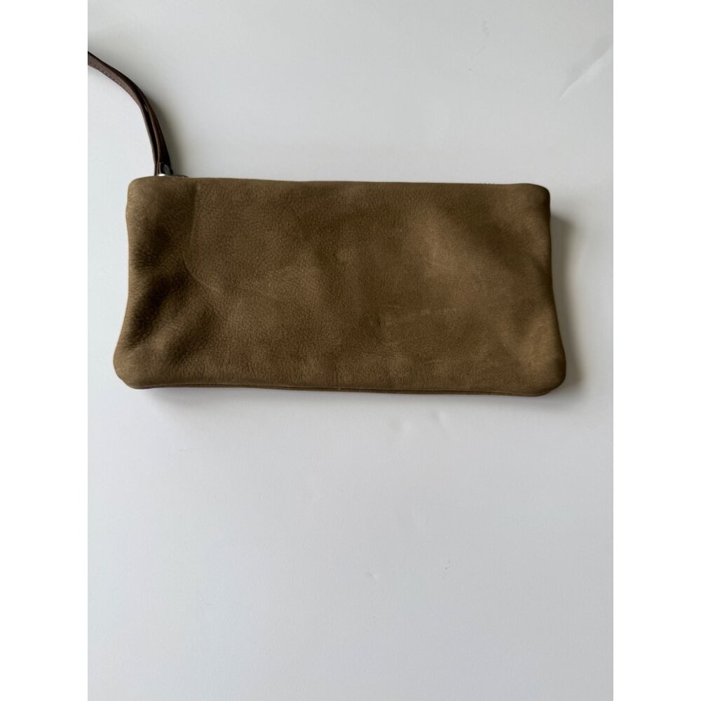 Rough & Tumble Brown Suede Wristlet Clutch With‎ Zipper Closure